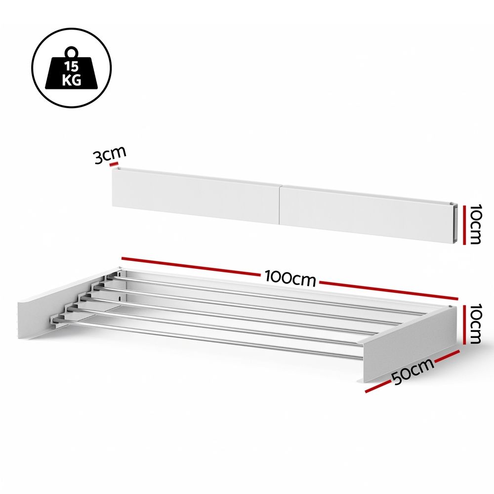 Artiss Clothes Rack Wall Mounted Airer Foldable White Bedworld
