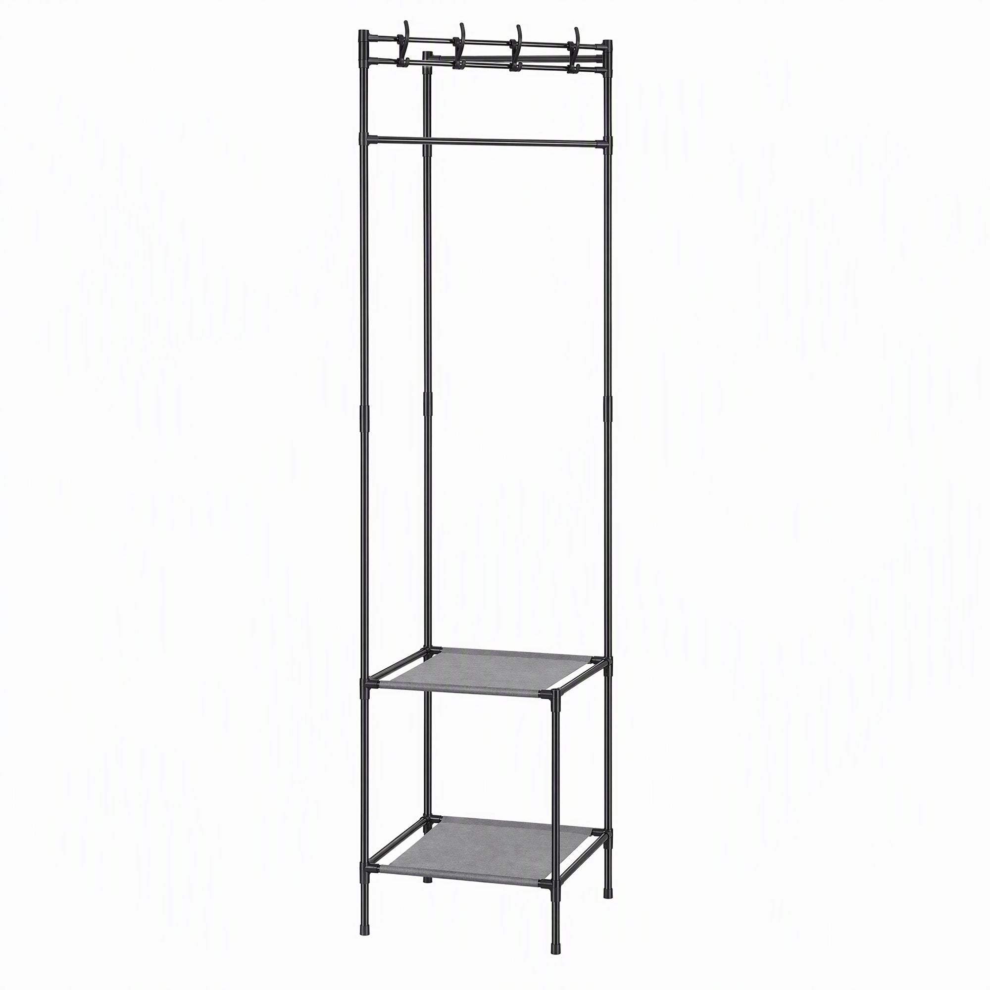 Artiss Coat Rack 181cm Freestanding Corner Hall Tree Garment Organiser Storage Shelf 8 Hooks Black Bedworld