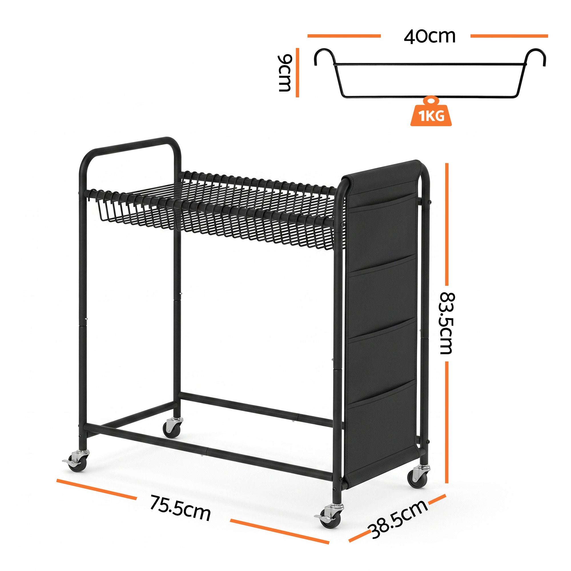 Artiss Pants Trolley Mobile Clothes Rack Clothing Stand with 30 Hangers Wheels Storage Organizer Bag Bedworld