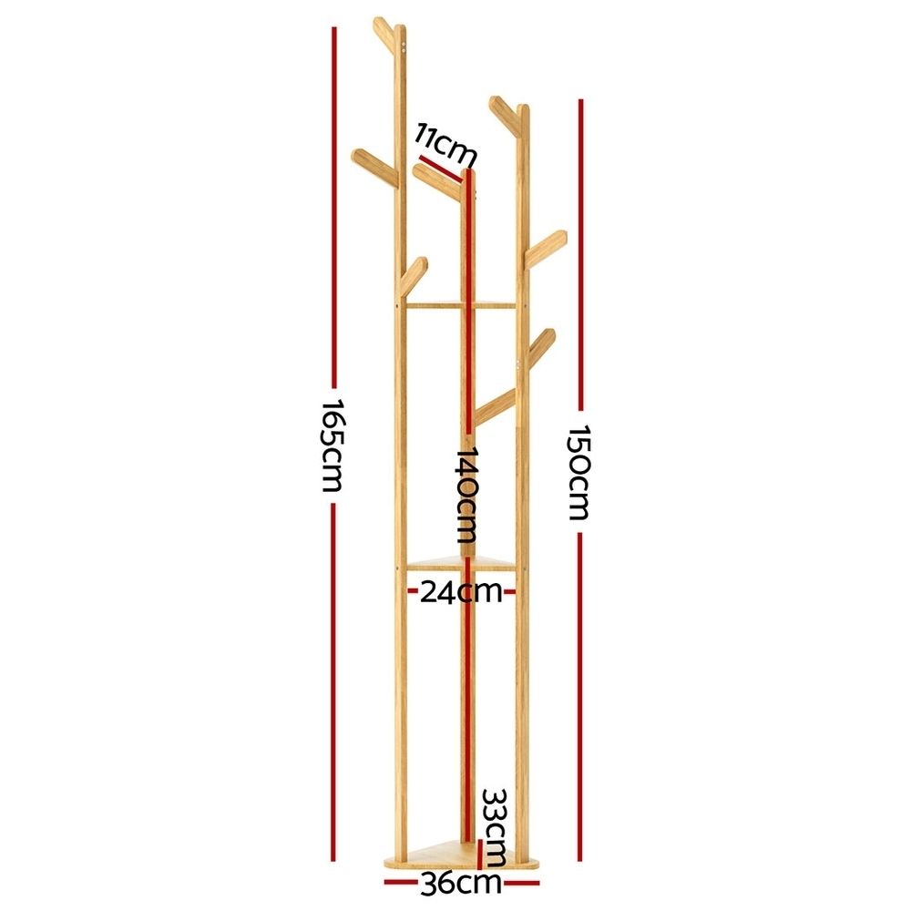 Artiss 2X Clothes Rack Airer Coat Stand 9 Hooks Bamboo Bedworld