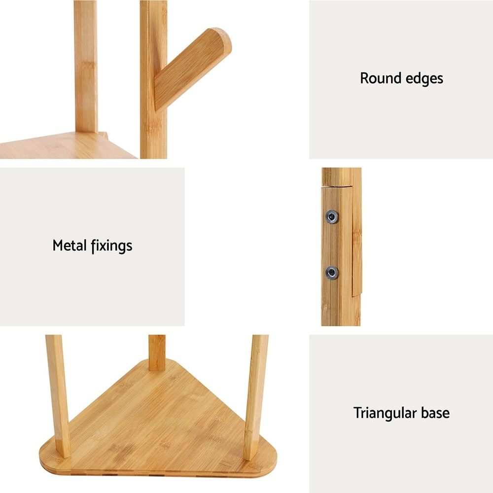 Artiss 2X Clothes Rack Airer Coat Stand 9 Hooks Bamboo Bedworld