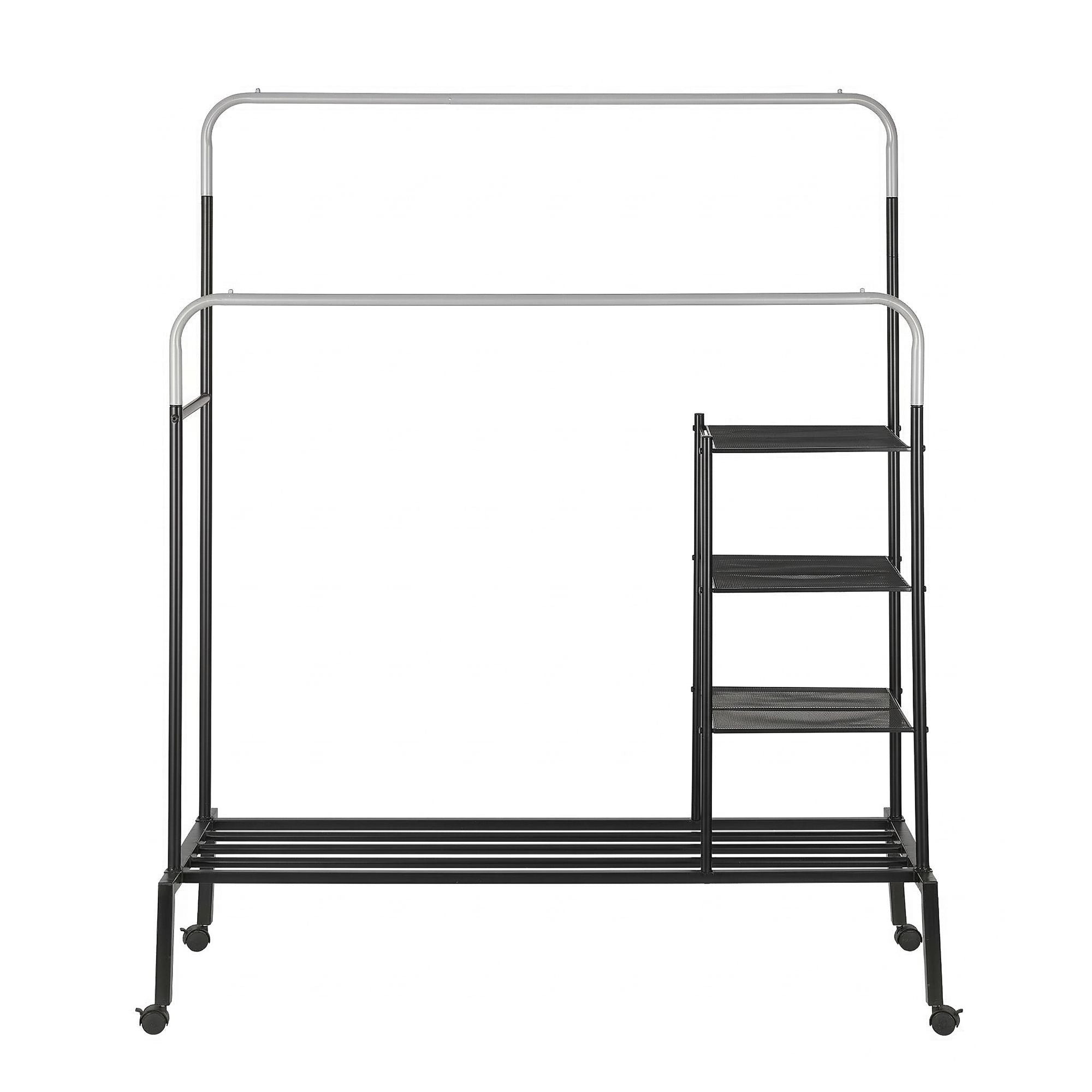 Artiss Double Rod Clothes Rack Coat Stand w/ Shelf Bedworld