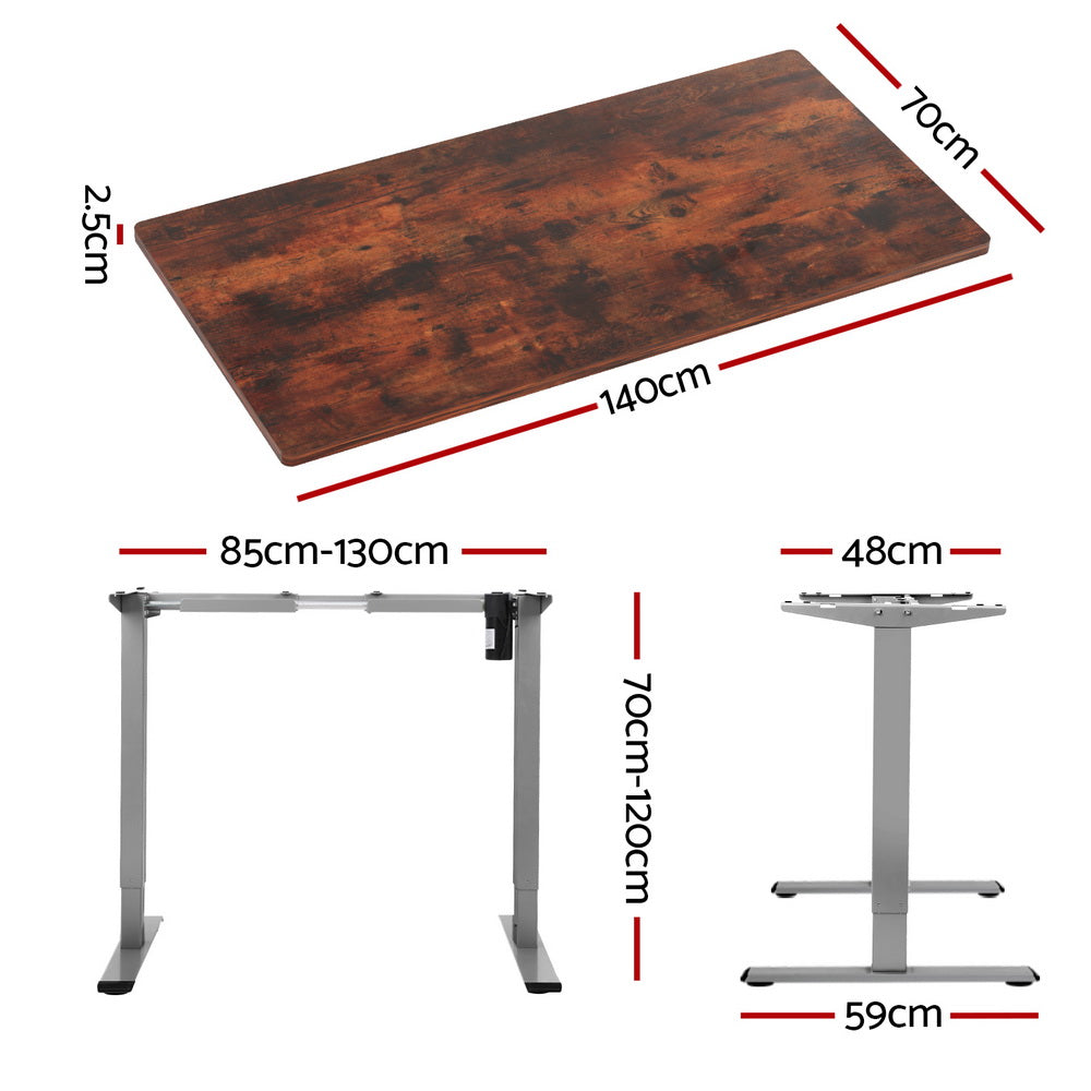 Artiss Standing Desk Motorised 140CM Rustic Brown