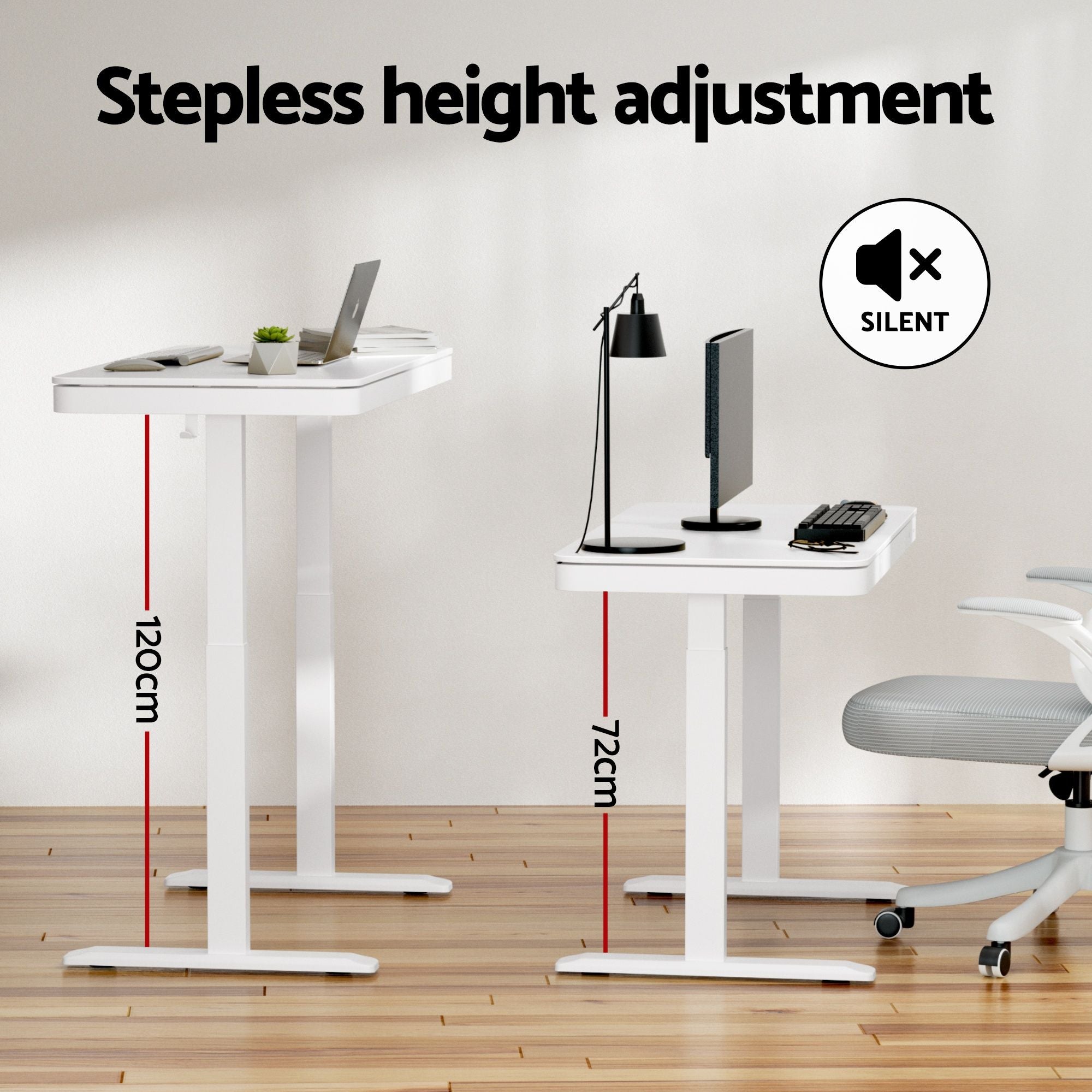 Artiss Standing Desk Motorised Electric Desks Drawer 120CM White Bedworld