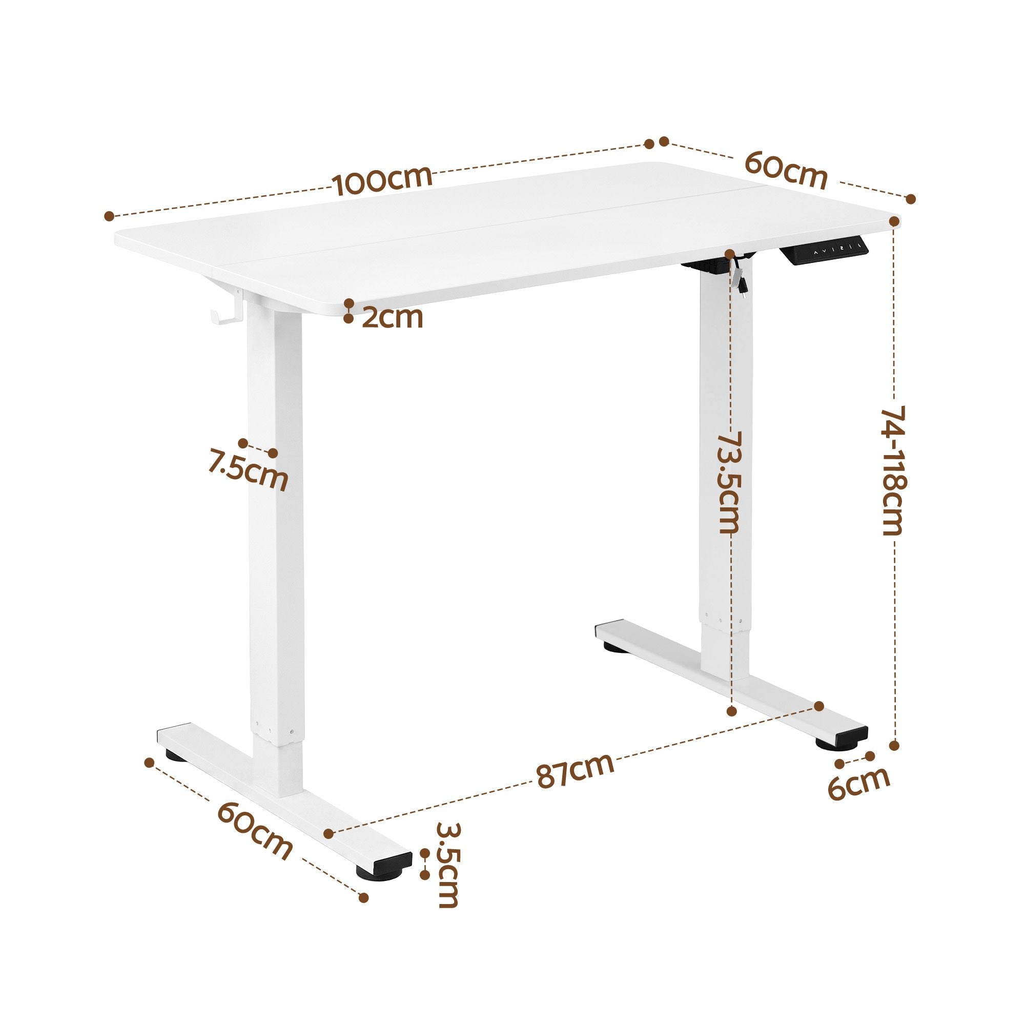 Artiss Standing Desk Electric Adjustable Ergonomic Office Table 100cm White Bedworld