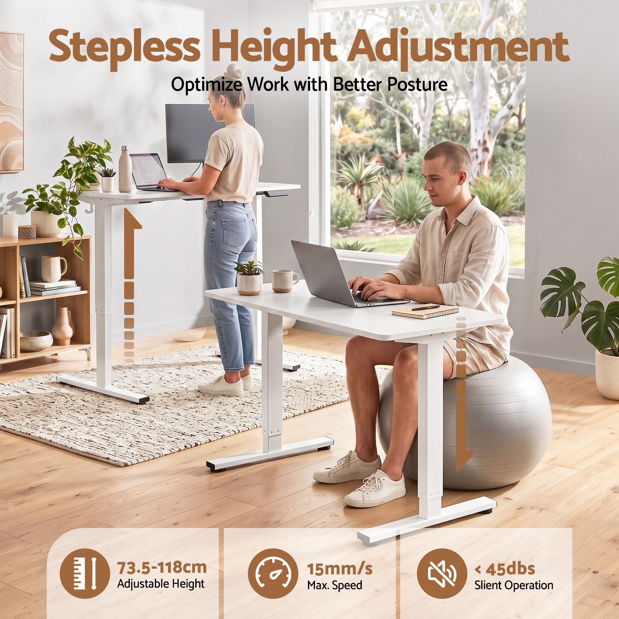 Artiss Standing Desk Electric Adjustable Ergonomic Office Table 100cm White Bedworld