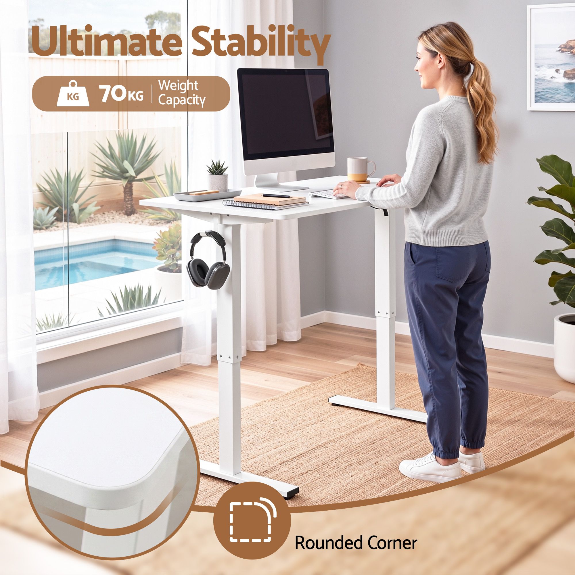 Artiss Standing Desk Electric Adjustable Ergonomic Office Table 100cm White Bedworld