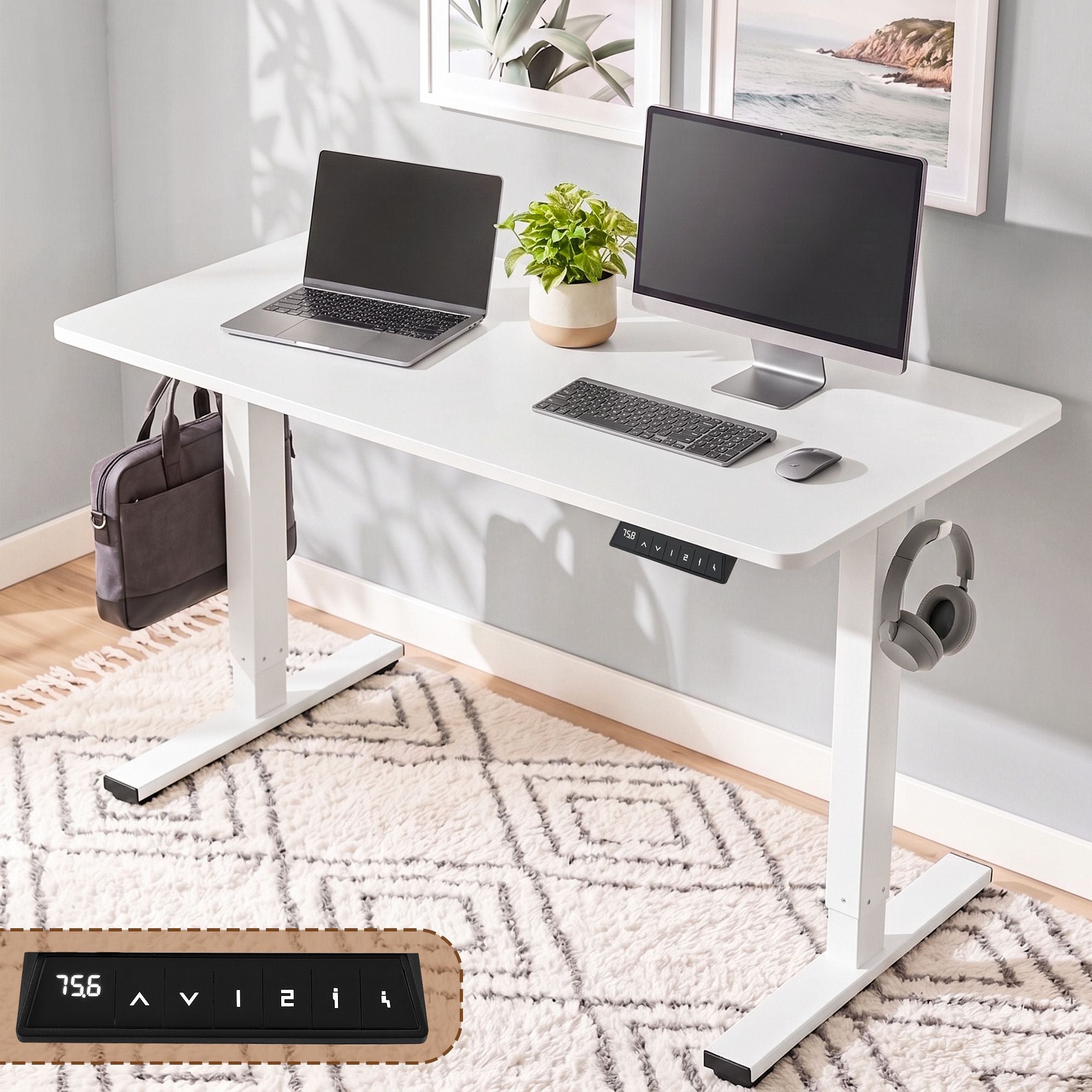 Artiss Standing Desk Electric Adjustable Ergonomic Office Table 100cm White Bedworld