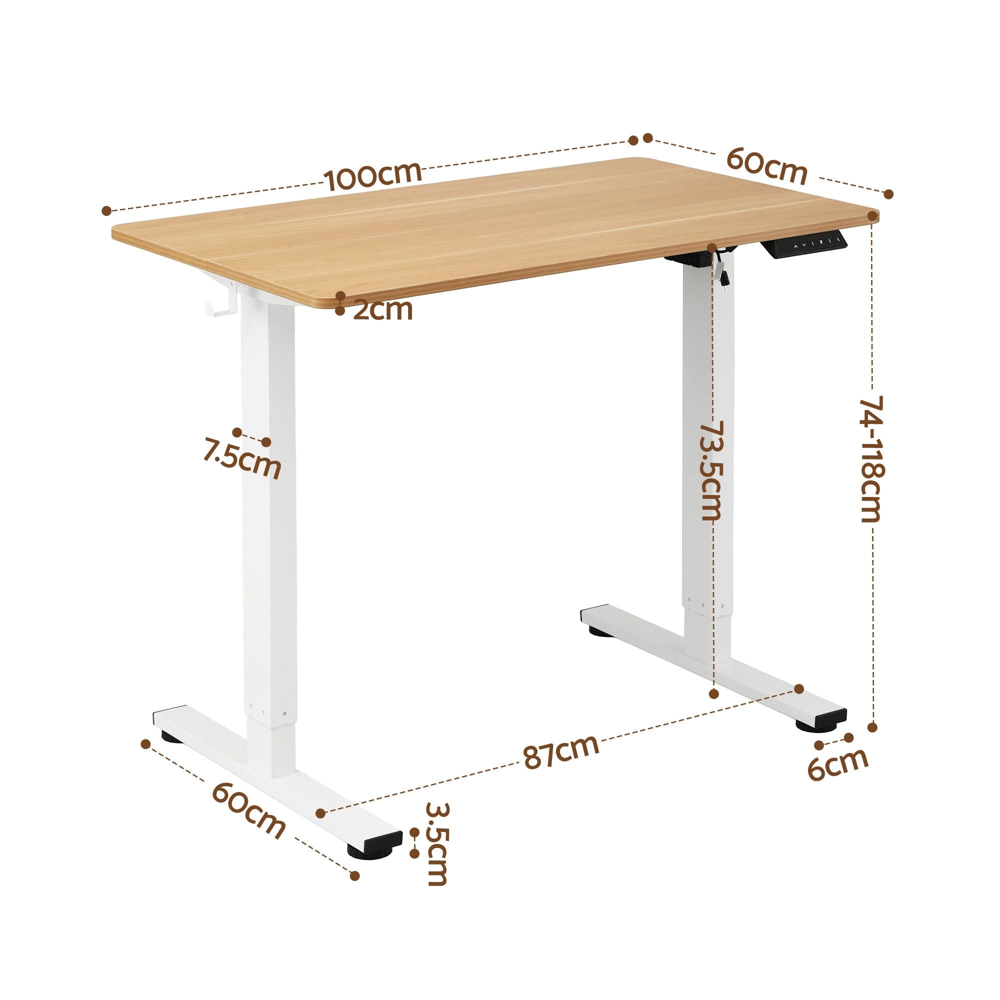 Artiss Standing Desk Electric Adjustable Ergonomic Office Table 100cm Oak Bedworld