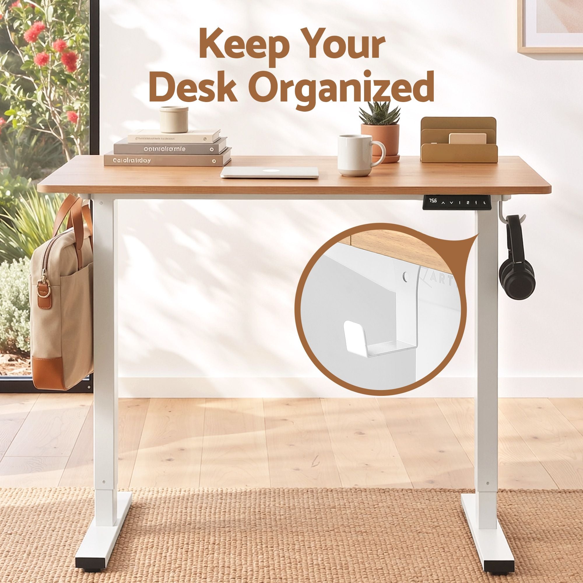Artiss Standing Desk Electric Adjustable Ergonomic Office Table 100cm Oak Bedworld