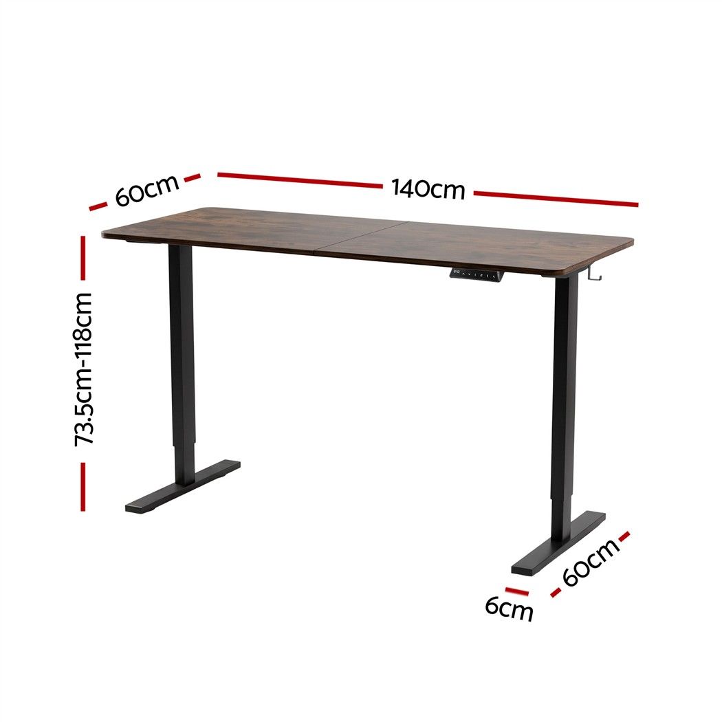 Artiss Standing Desk Height Adjustable 140cm Ergonomic Office Desk Brown Bedworld