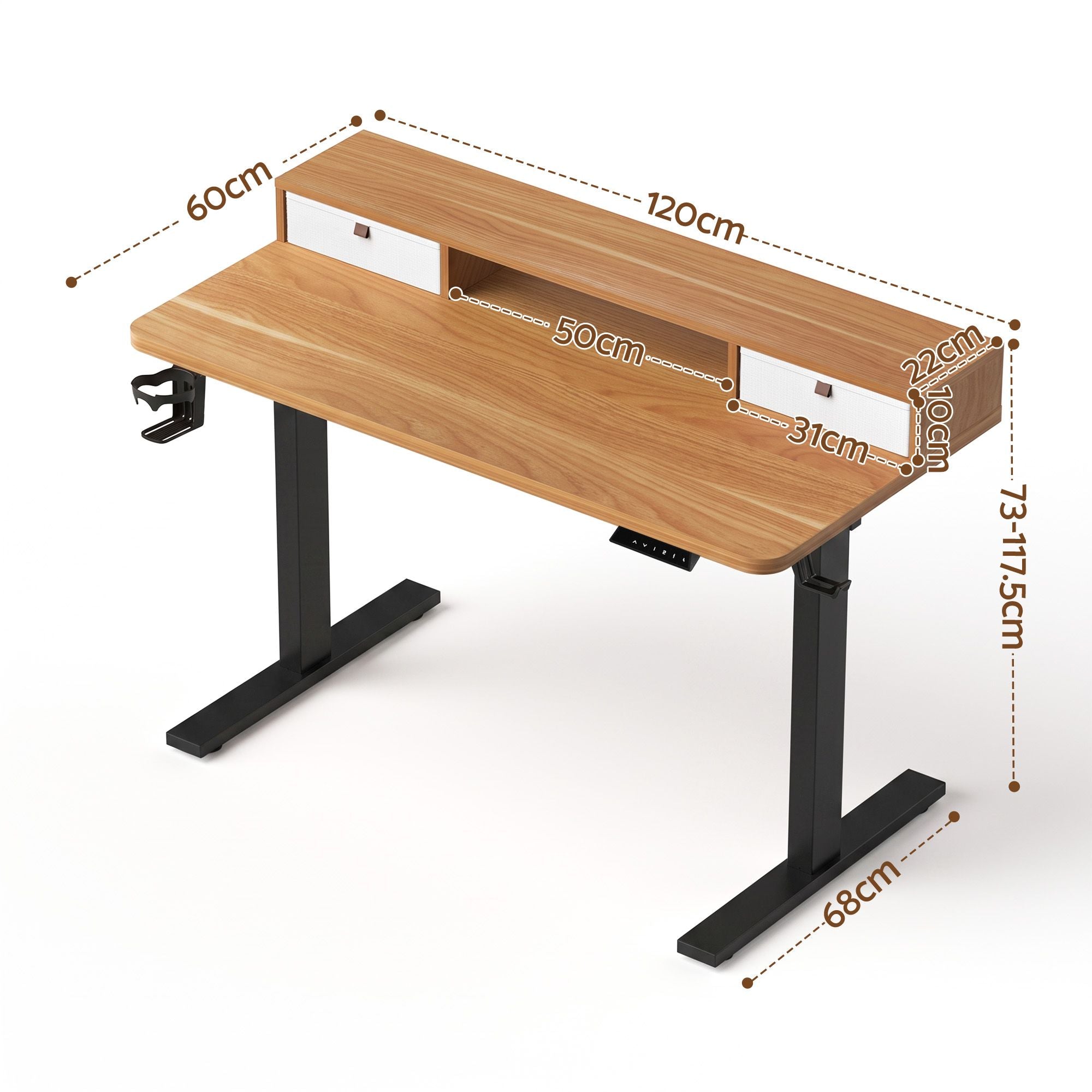 Artiss Electric Standing Desk Height Adjustable Home Office 120cm Oak Bedworld