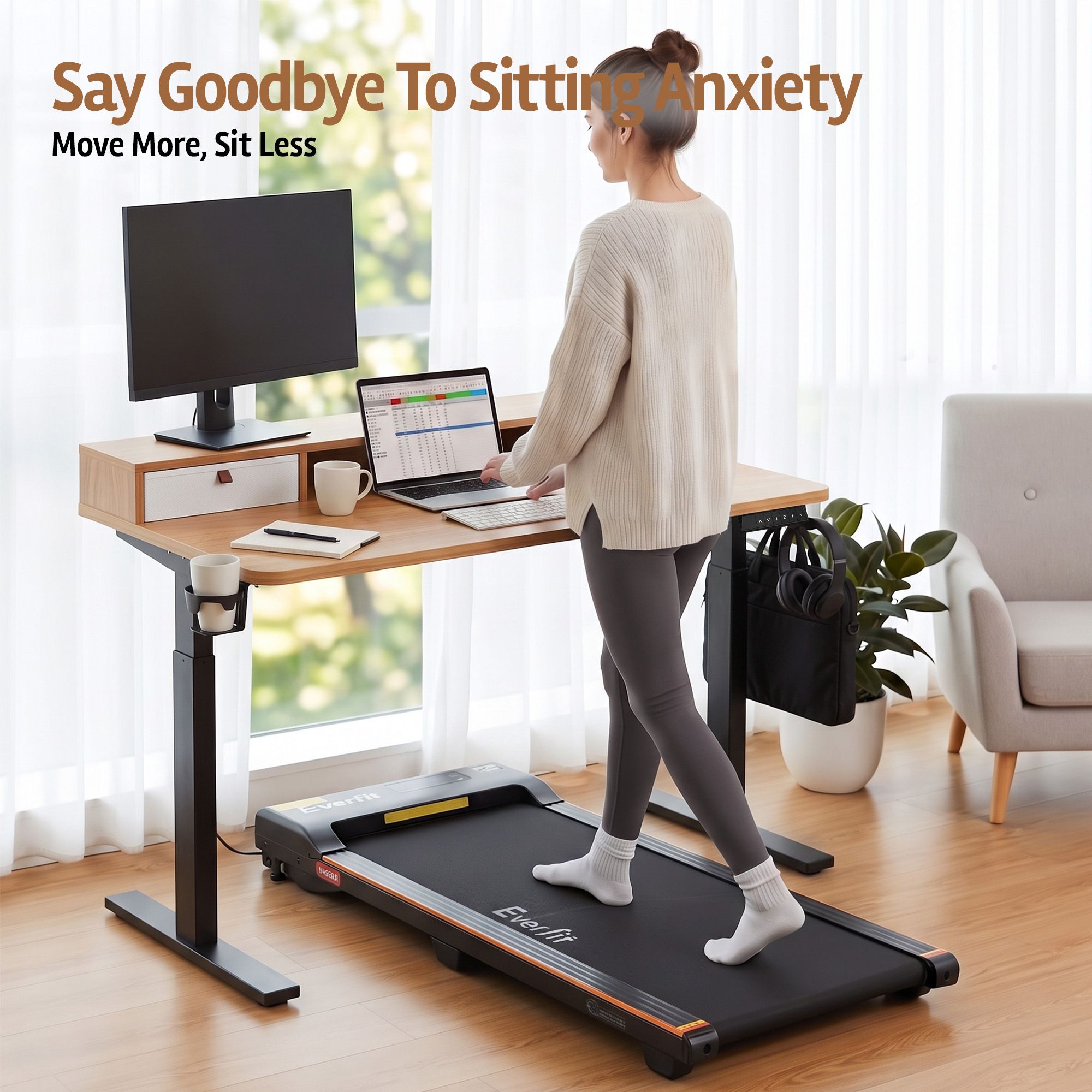 Artiss Electric Standing Desk Height Adjustable Home Office 120cm Oak Bedworld