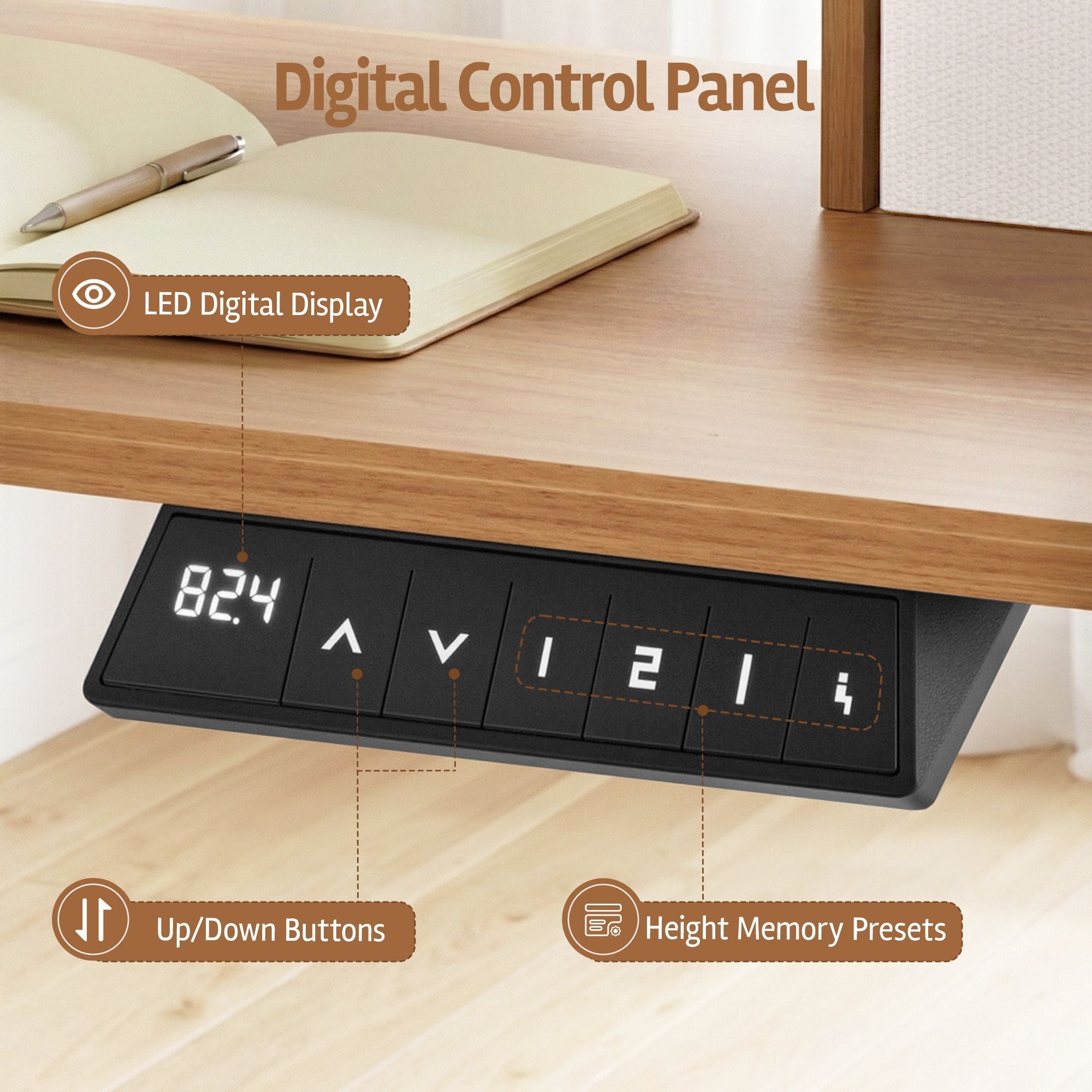 Artiss Electric Standing Desk Height Adjustable Home Office 120cm Oak Bedworld