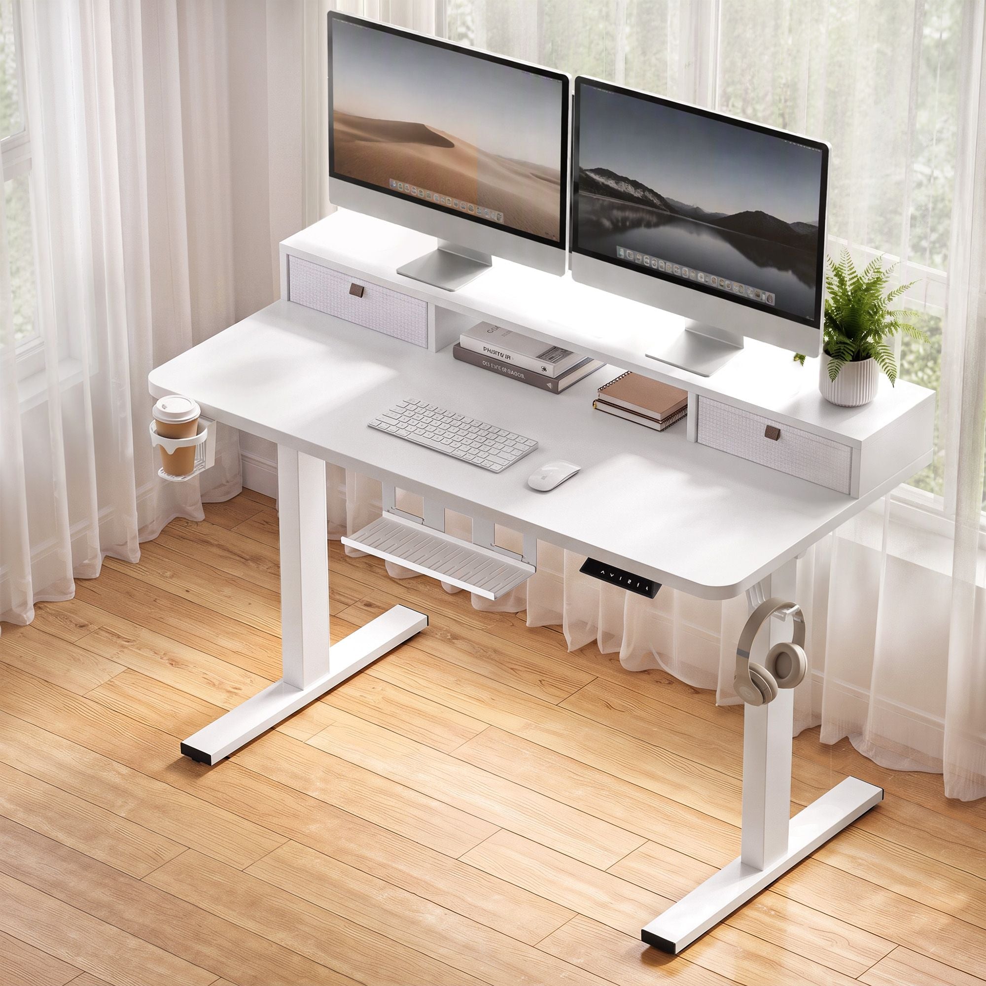 Artiss Electric Standing Desk Height Adjustable Home Office 120cm White Bedworld