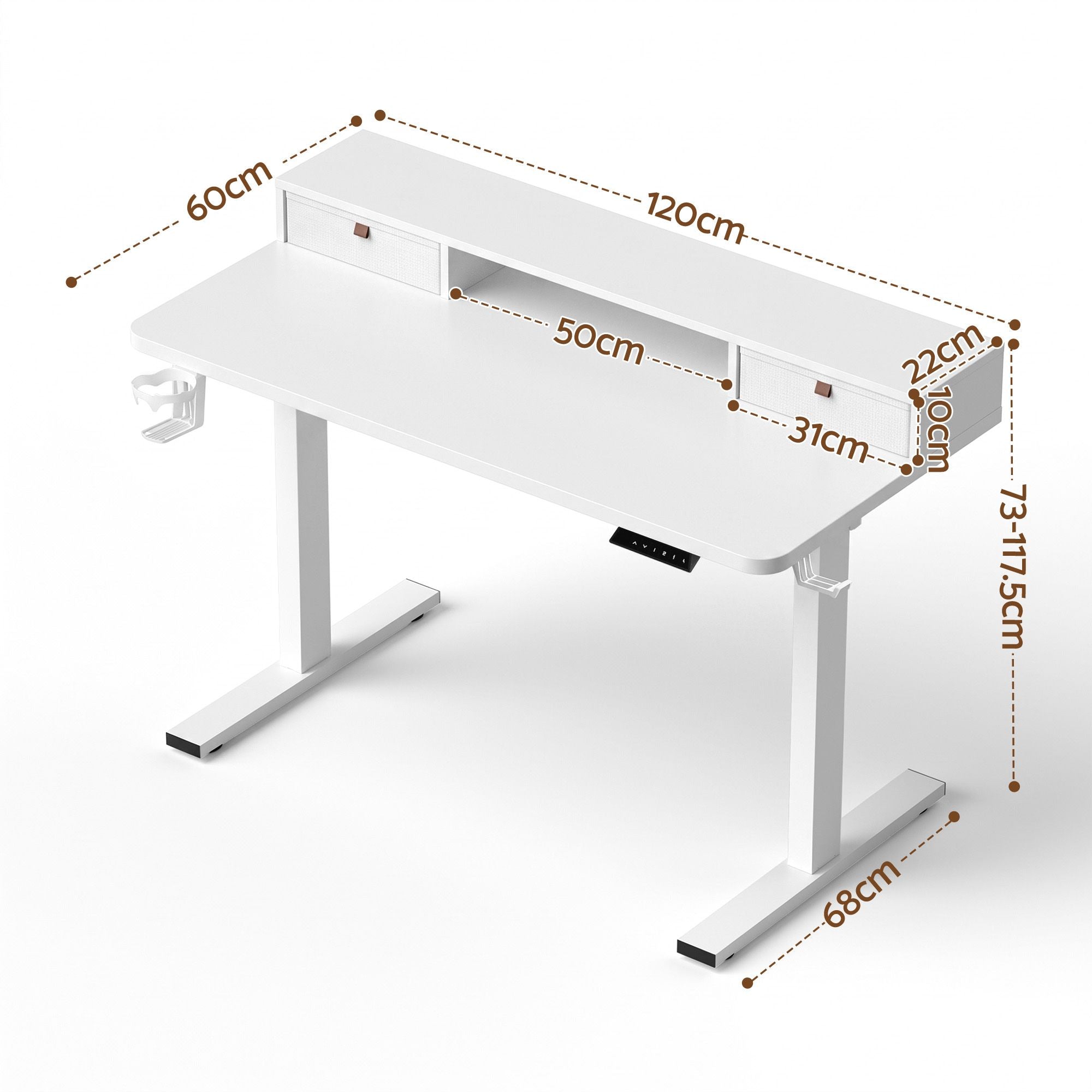 Artiss Electric Standing Desk Height Adjustable Home Office 120cm White Bedworld