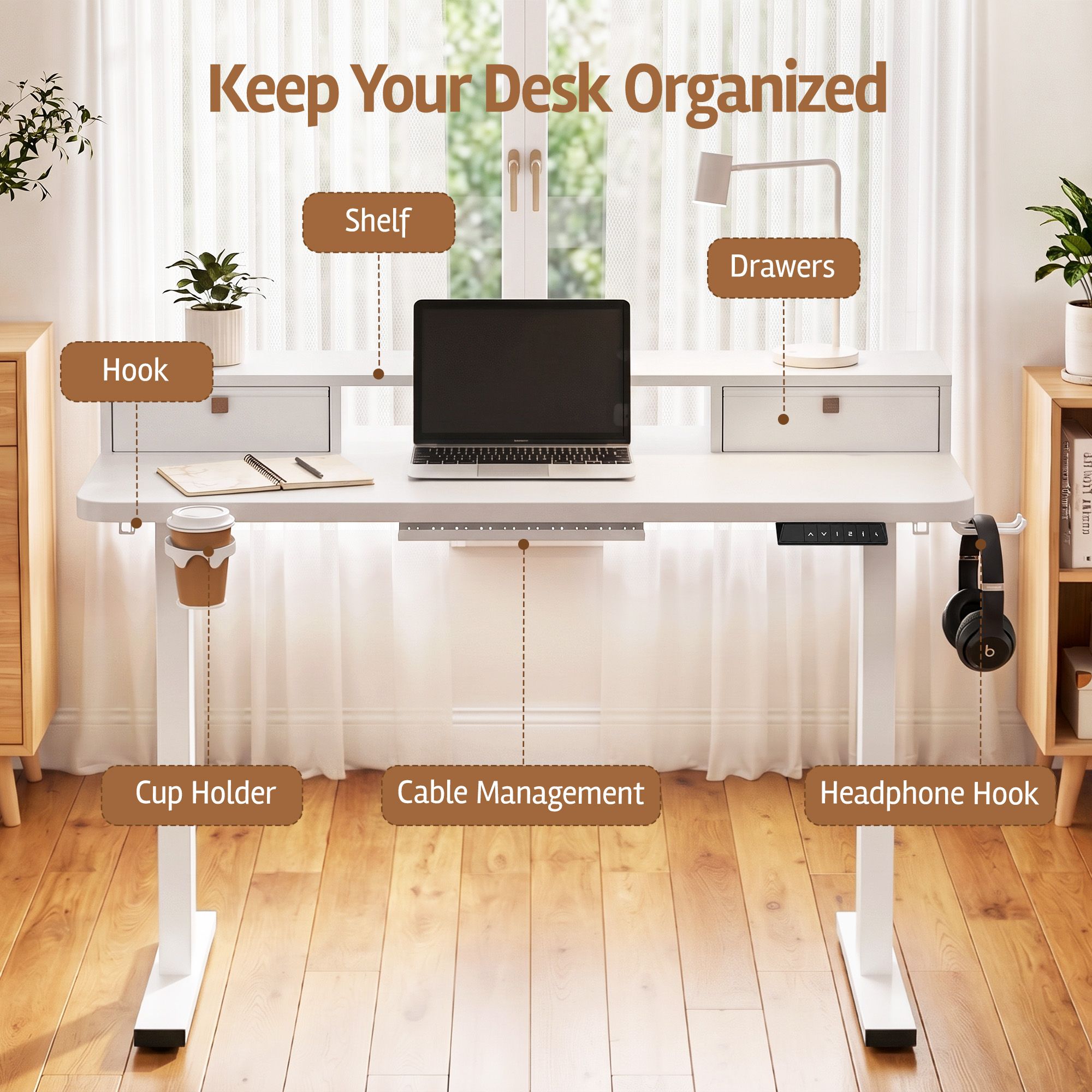Artiss Electric Standing Desk Height Adjustable Home Office 120cm White Bedworld