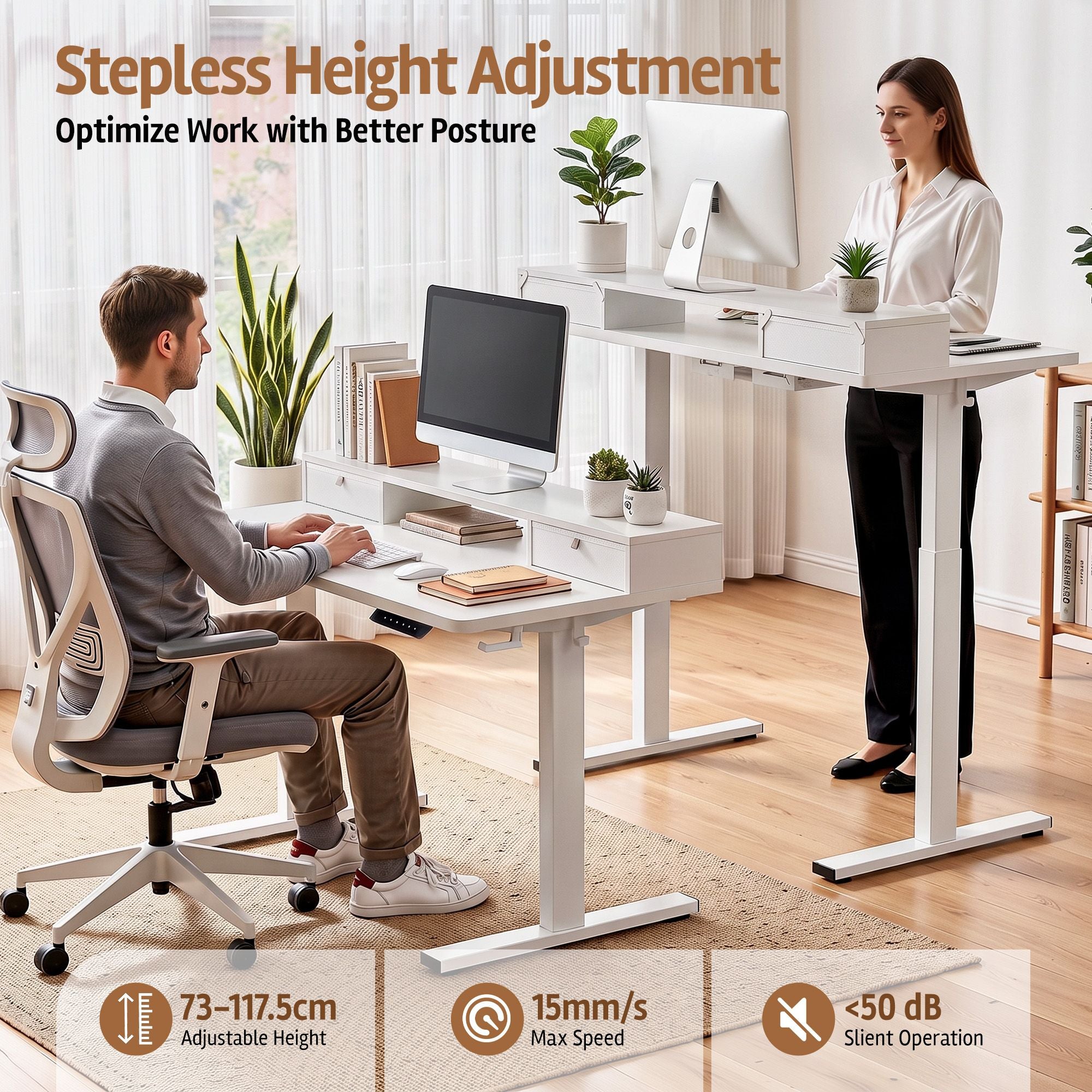 Artiss Electric Standing Desk Height Adjustable Home Office 120cm White Bedworld