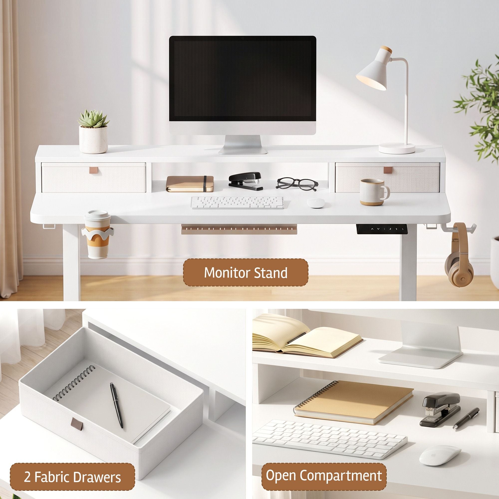 Artiss Electric Standing Desk Height Adjustable Home Office 120cm White Bedworld