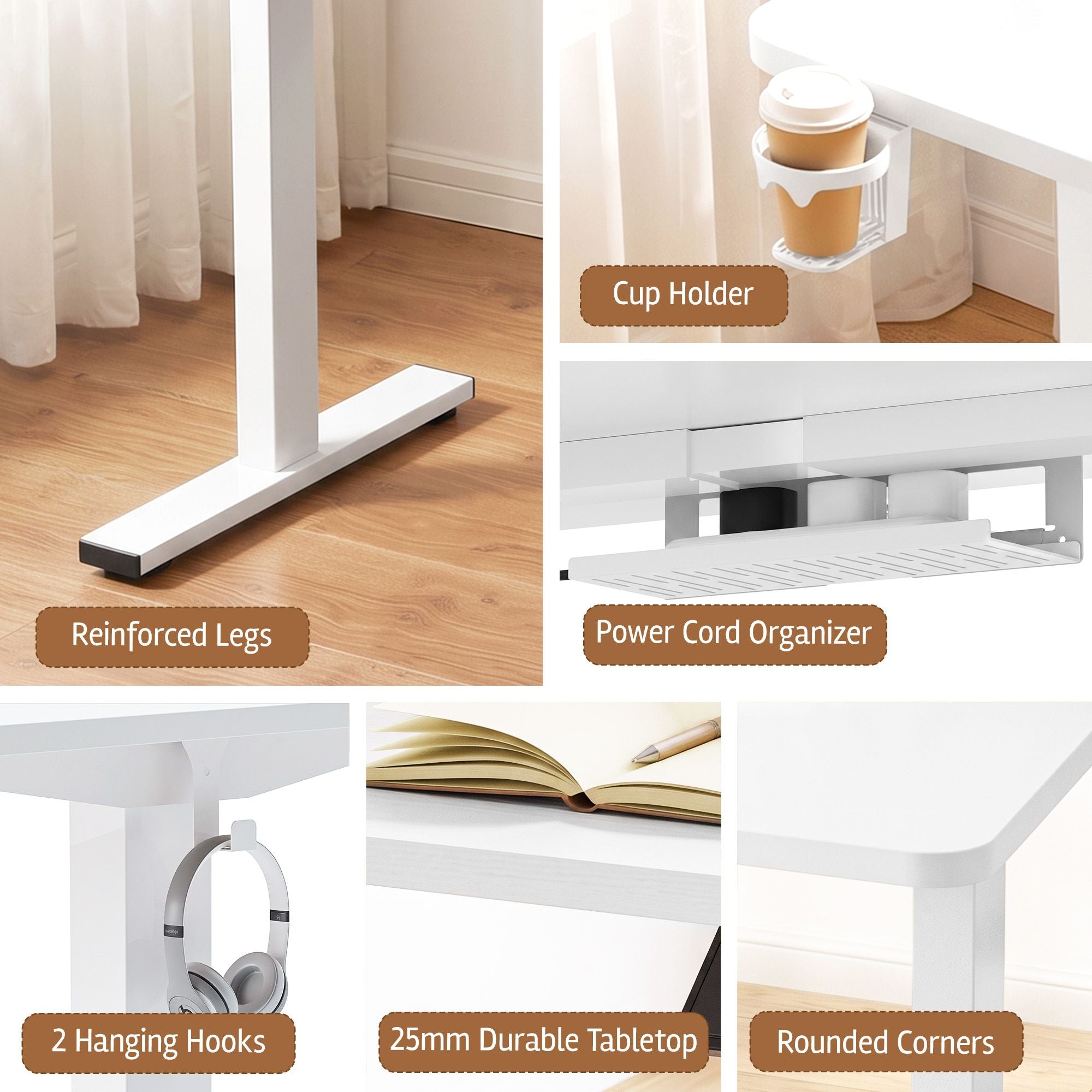 Artiss Electric Standing Desk Height Adjustable Home Office 120cm White Bedworld