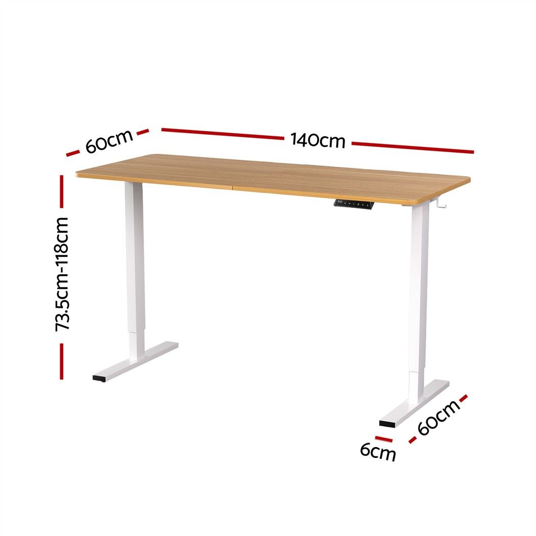 Artiss Standing Desk Height Adjustable 140cm Ergonomic Office Desk Oak Bedworld