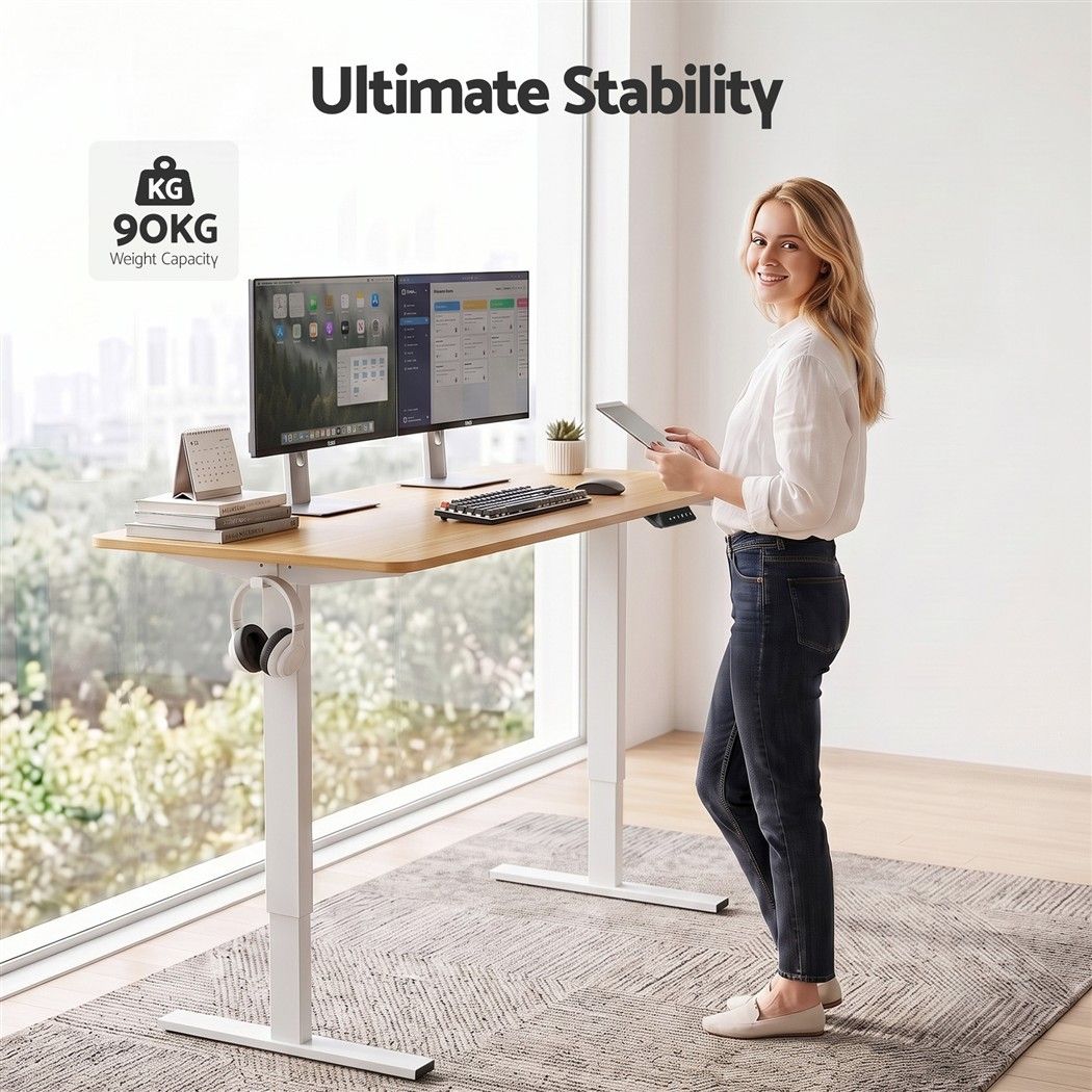 Artiss Standing Desk Height Adjustable 140cm Ergonomic Office Desk Oak Bedworld