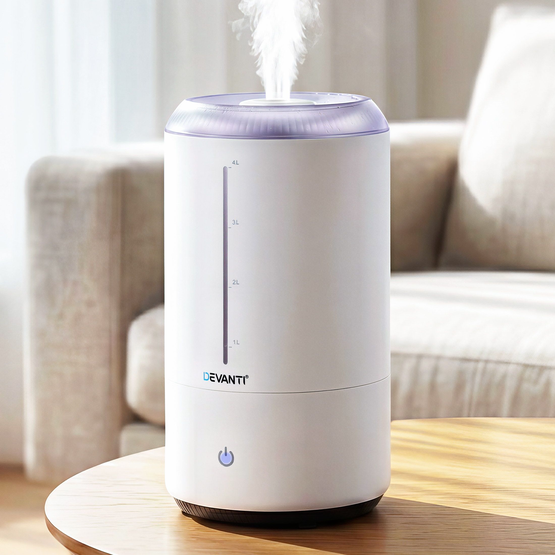 Devanti Ultrasonic Humidifier Aroma Diffuser Top Fill Quiet Bedroom 4L White Bedworld