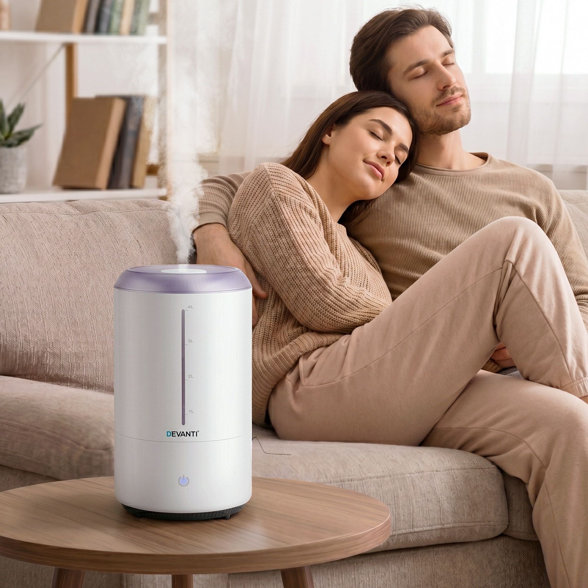 Devanti Ultrasonic Humidifier Aroma Diffuser Top Fill Quiet Bedroom 4L White Bedworld