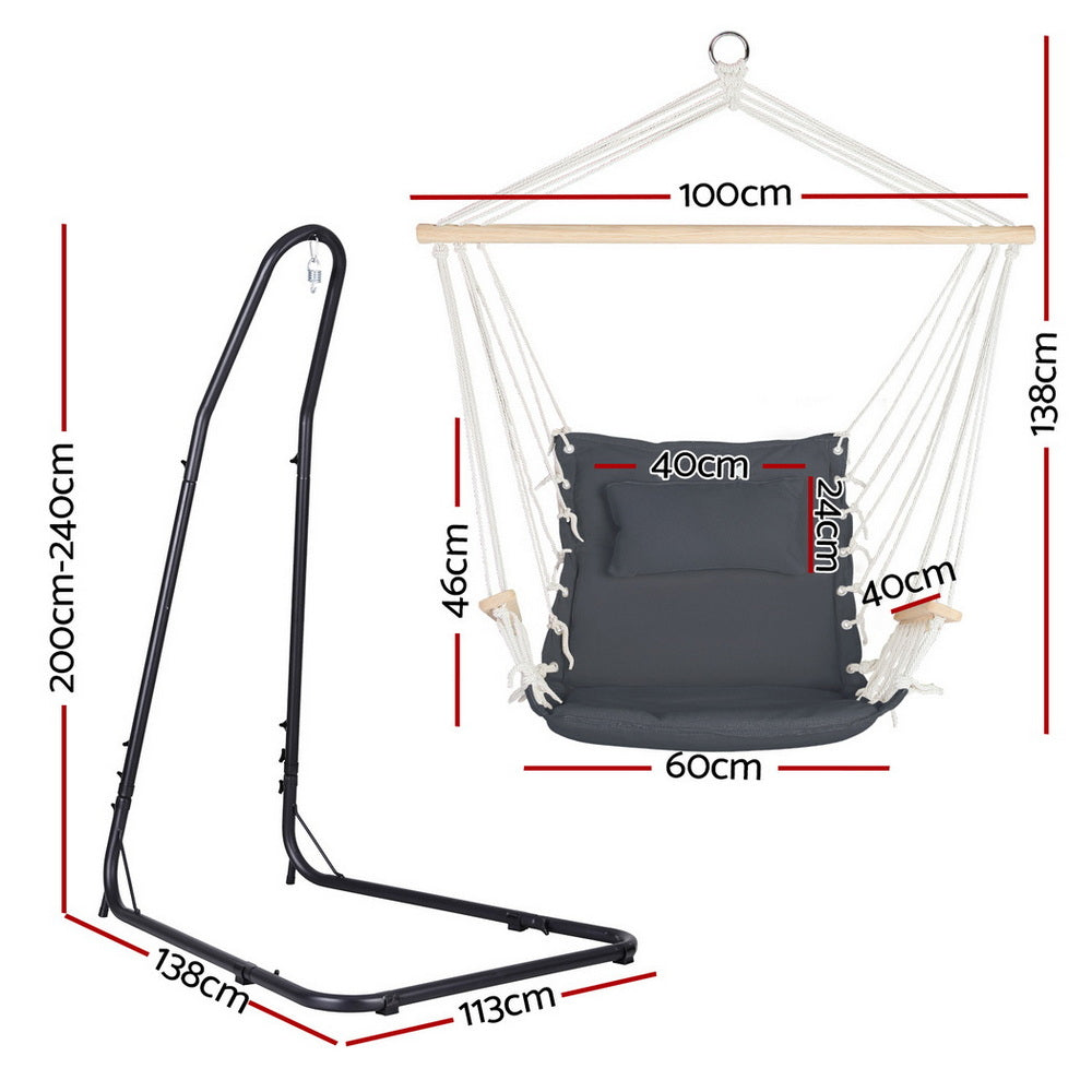 Heavy-Duty Steel Stand Hammock Chair - Gardeon
