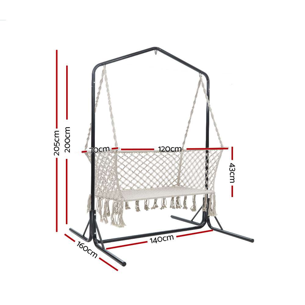 Stand Macrame Outdoor Garden 2 Seater Cream