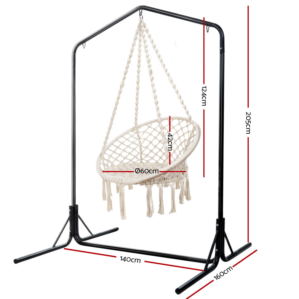 Stand Cotton Swing Relax Hanging 124CM Cream