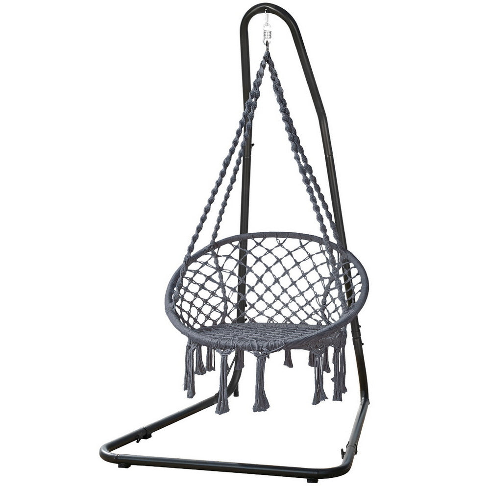 Gardeon Hanging Chair with Steel Stand - Design 3