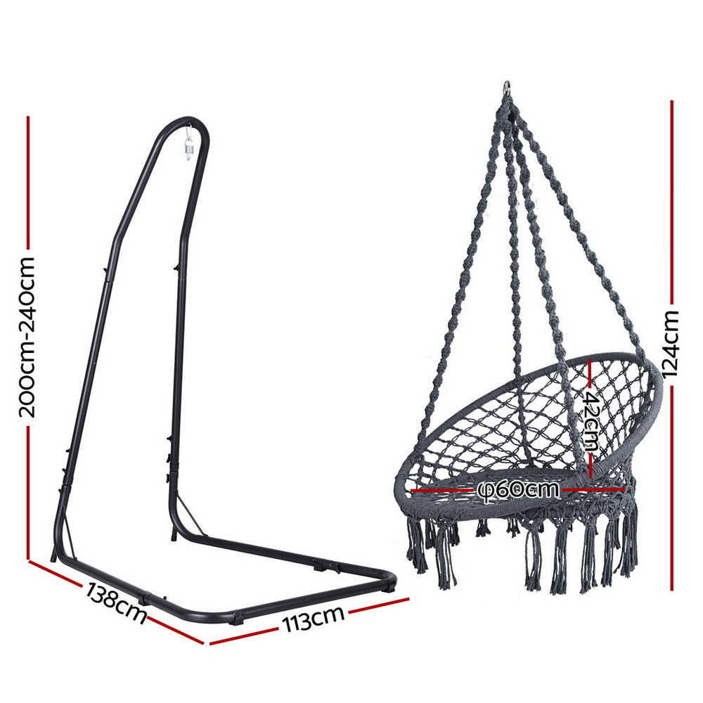 Gardeon Hanging Chair with Steel Stand - Design 3