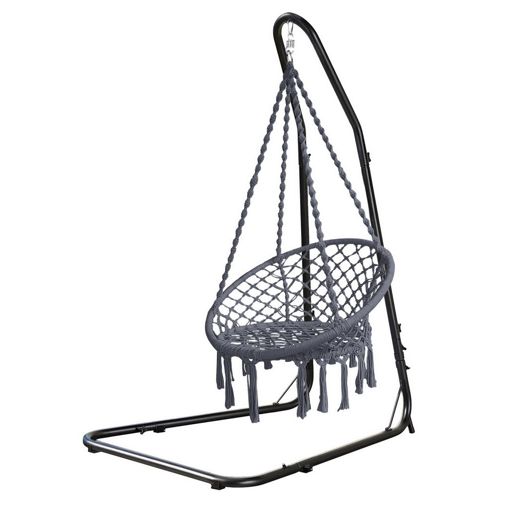 Gardeon Hanging Chair with Steel Stand - Design 3