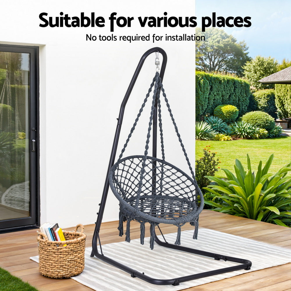 Gardeon Hanging Chair with Steel Stand - Design 3