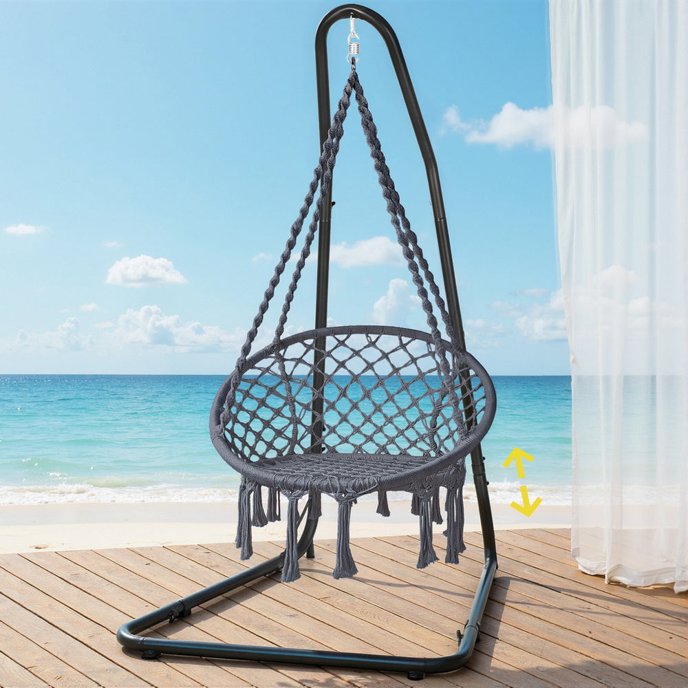 Gardeon Hanging Chair with Steel Stand - Design 3