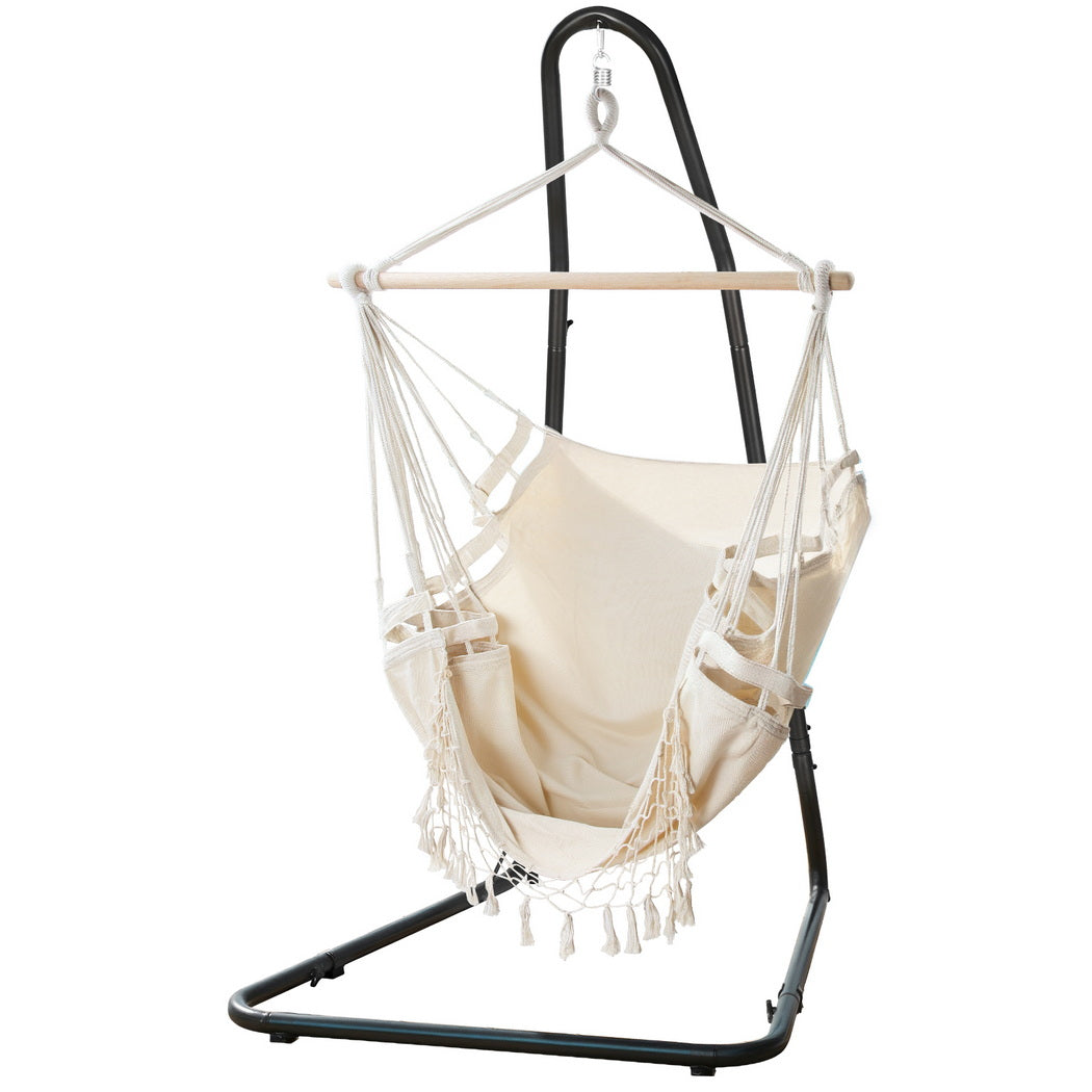 Gardeon Hanging Chair with Steel Stand - Design 4