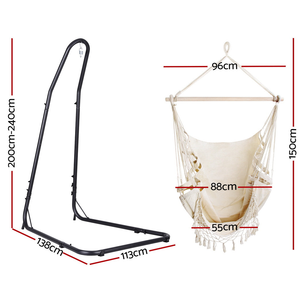 Gardeon Hanging Chair with Steel Stand - Design 4