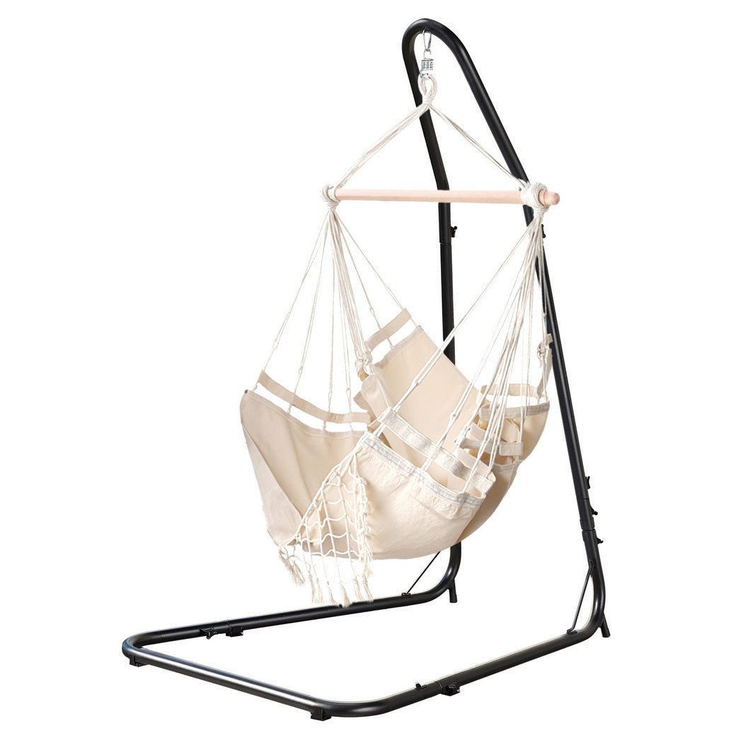 Gardeon Hanging Chair with Steel Stand - Design 4