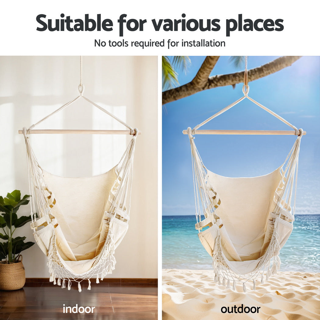 Gardeon Hanging Chair with Steel Stand - Design 4
