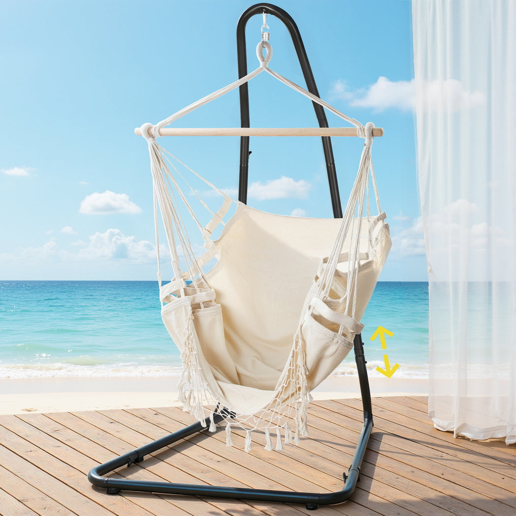 Gardeon Hanging Chair with Steel Stand - Design 4