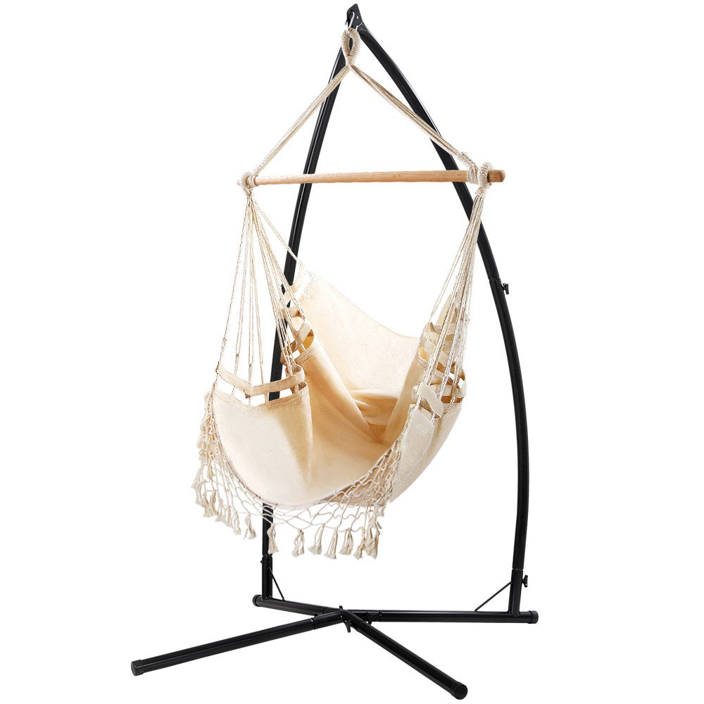 Steel Stand Hanging Outdoor Tassel Cream