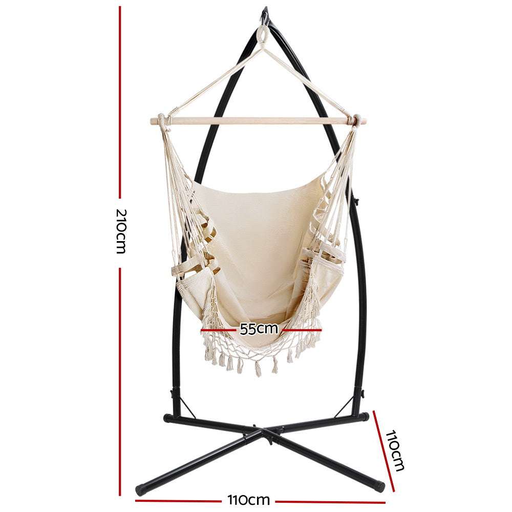 Steel Stand Hanging Outdoor Tassel Cream
