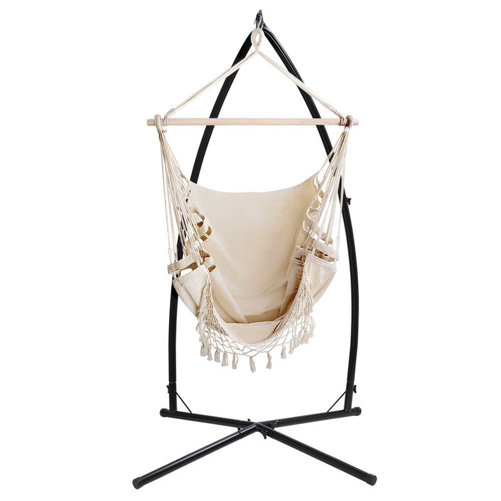 Steel Stand Hanging Outdoor Tassel Cream