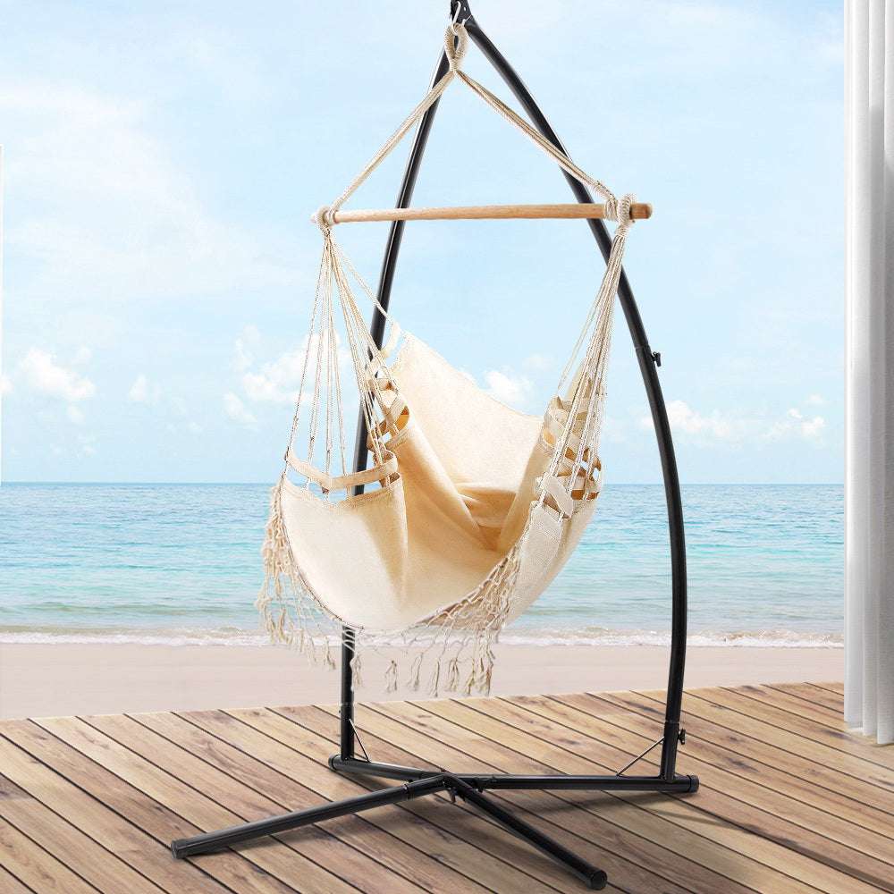 Steel Stand Hanging Outdoor Tassel Cream