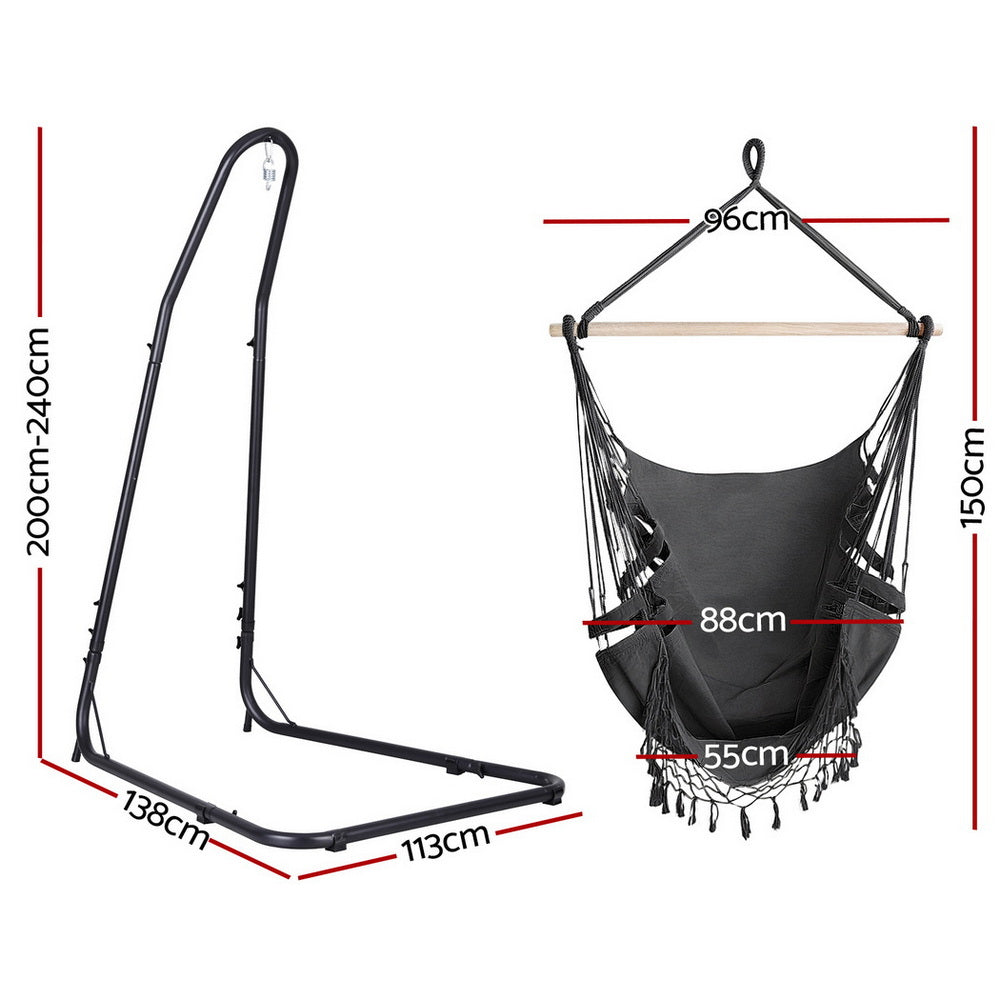 Gardeon Hanging Chair with Steel Stand