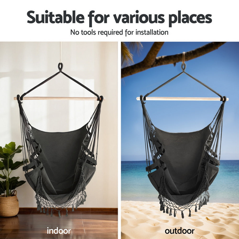 Gardeon Hanging Chair with Steel Stand