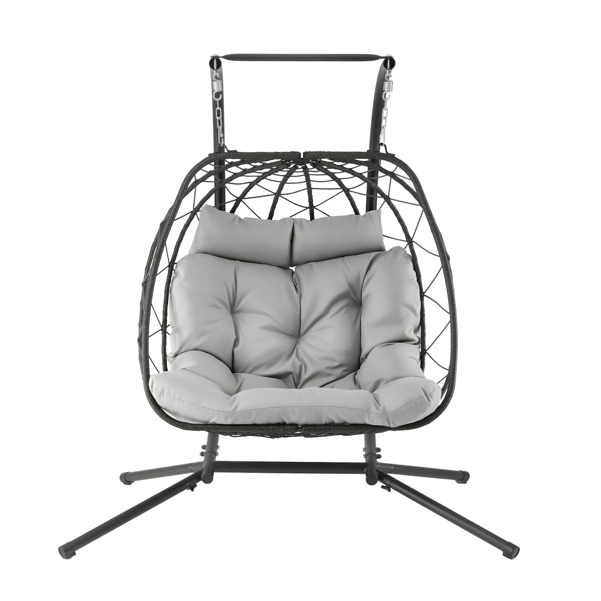 Gardeon Outdoor Swing Chair 2 Seater with Stand Cushion Rattan Patio Furniture Bedworld