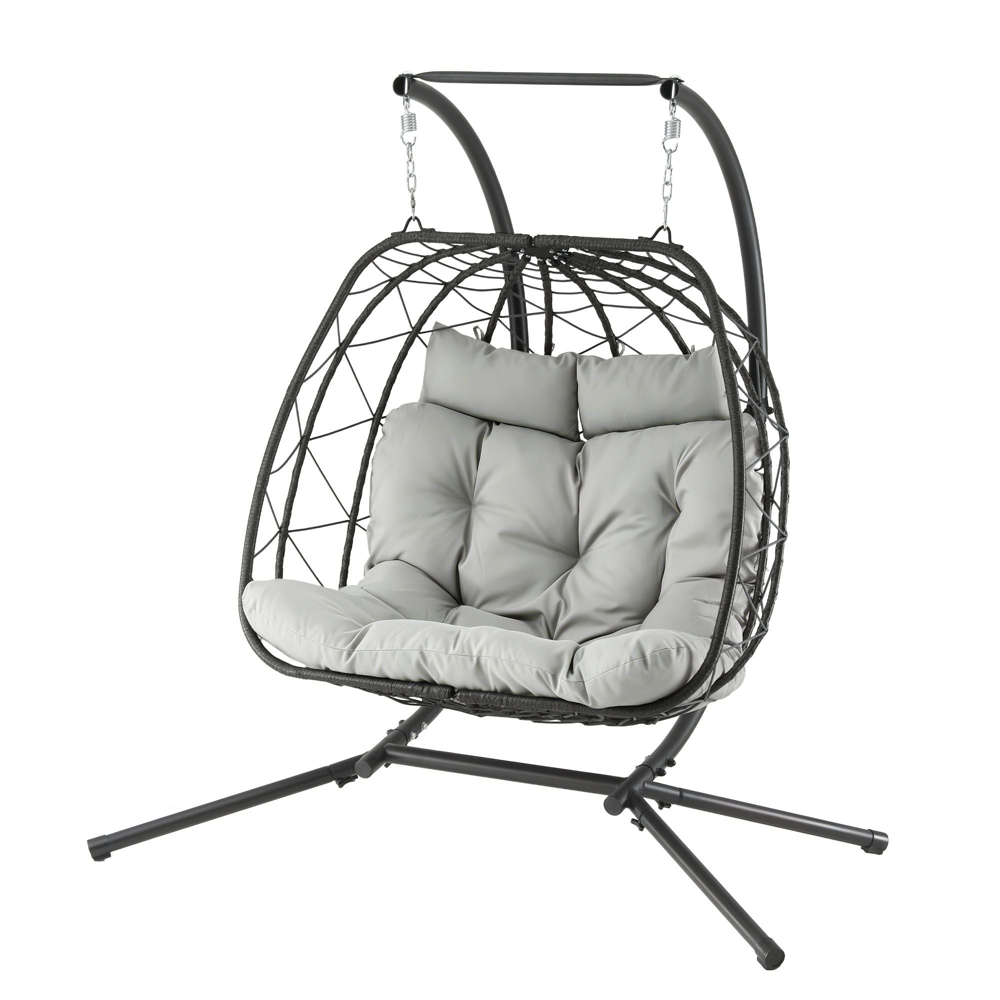 Gardeon Outdoor Swing Chair 2 Seater with Stand Cushion Rattan Patio Furniture Bedworld