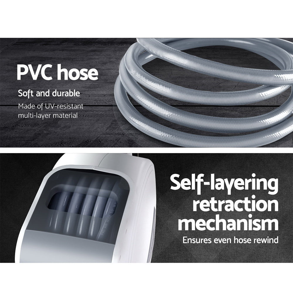 PVC air hose coil and retractable hose reel housing for rewinding